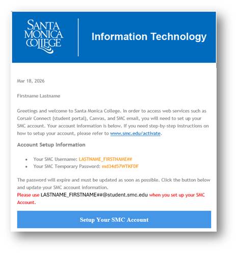 Account Setup Information