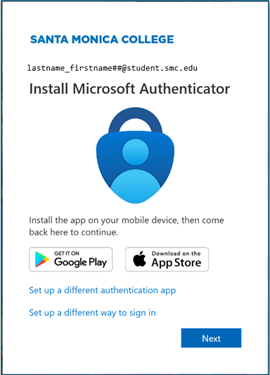 Install Microsoft Authenticator box
