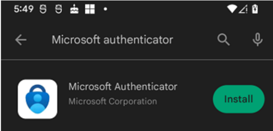Microsoft Authenticator app install window