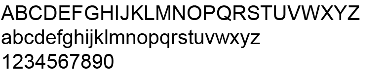 Arial Regular Alphabet and Numbers