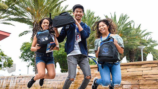 Students jumping in joy